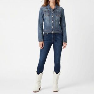 Vinatge Denim Jean Jacket Western SMALL BLUE  Access AC-3998 spandex